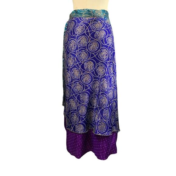 Women’s Mulitcolor Silk Wrap-Up Skirt - Size L - Picture 2 of 5